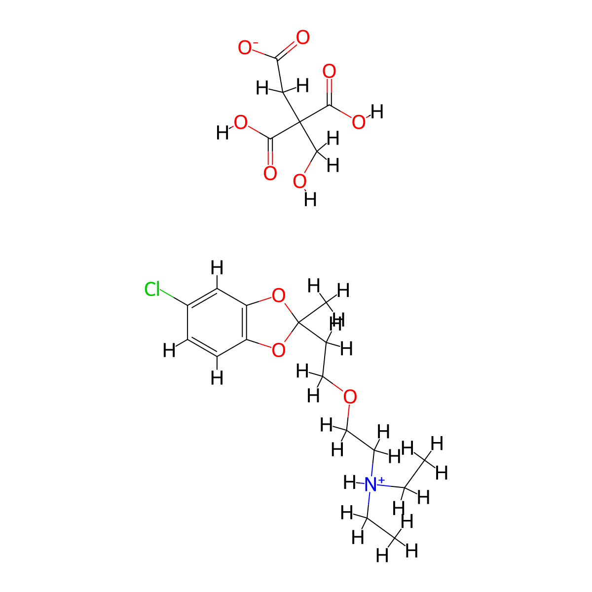 1,3-Benzodioxole, 5-chloro-2-(2-(2-(diethylamino)ethoxy)ethyl)-2-methyl-, citrate molecular structure, CAS 100310-86-9