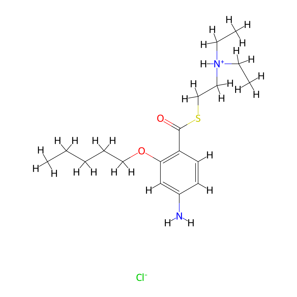 Benzoic acid, 4-amino-2-pentyloxythio-, S-(2-(diethylamino)ethyl) ester, monohydrochloride molecular structure, CAS 100311-10-2