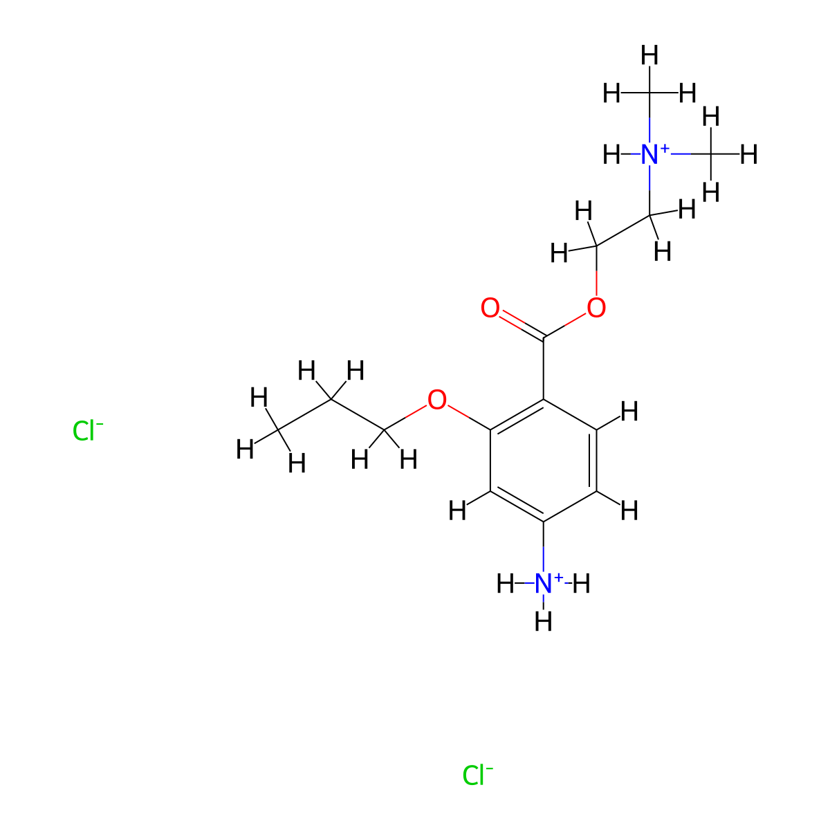 2-(Dimethylamino)ethyl 4-amino-2-propoxybenzoate--hydrogen chloride (1/2) molecular structure, CAS 100311-14-6