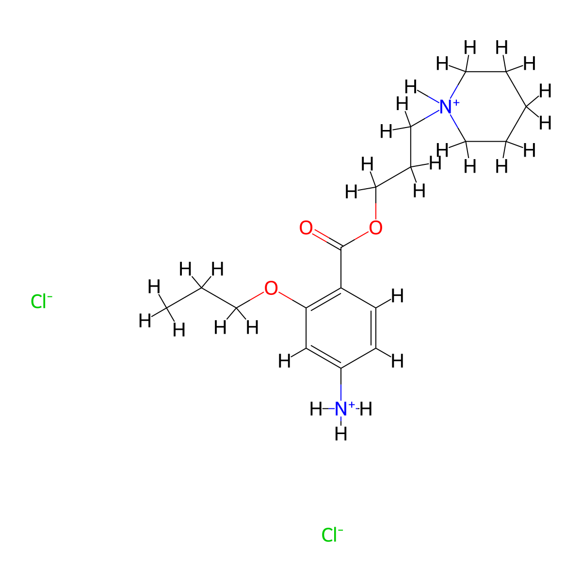 3-(Piperidin-1-yl)propyl 4-amino-2-propoxybenzoate--hydrogen chloride (1/2) molecular structure, CAS 100311-15-7