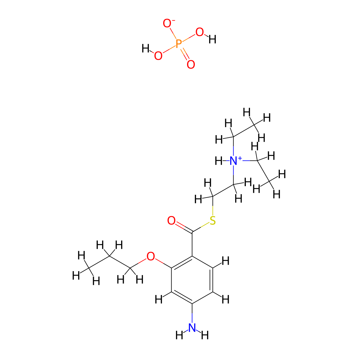 Benzoic acid, 4-amino-2-propoxythio-, S-(2-(diethylamino)ethyl) ester, hydrogen phosphate molecular structure, CAS 100311-17-9