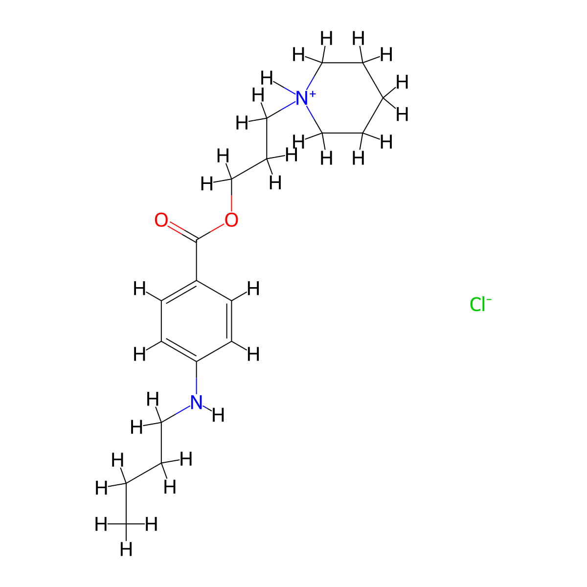 3-(Piperidin-1-yl)propyl 4-(butylamino)benzoate--hydrogen chloride (1/1) molecular structure, CAS 100311-28-2