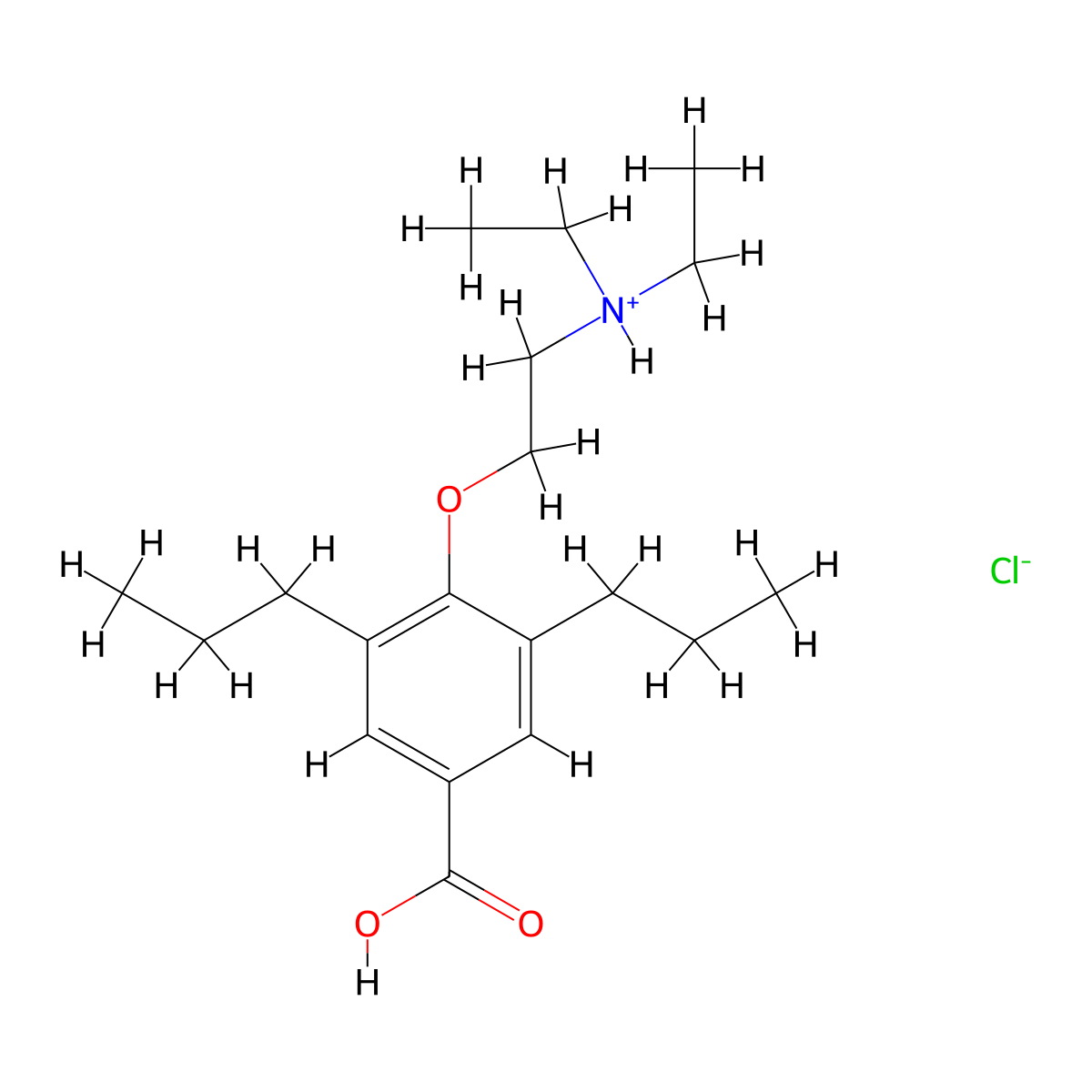 Benzoic acid, 4-(2-(diethylamino)ethoxy)-3,5-dipropyl-, hydrochloride molecular structure, CAS 100311-36-2