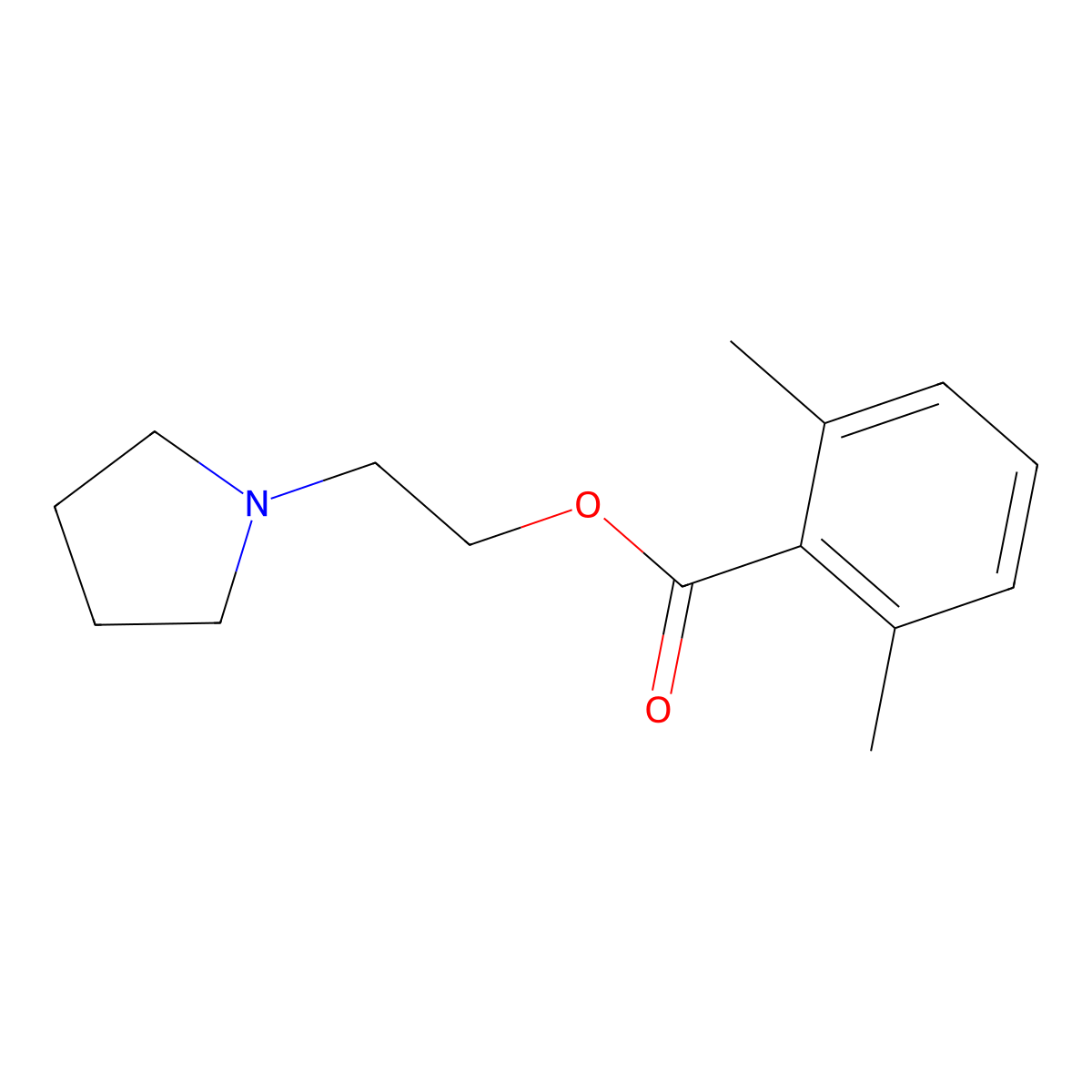 Benzoic acid, 2,6-dimethyl-, 2-(1-pyrrolidinyl)ethyl ester molecular structure, CAS 100311-42-0