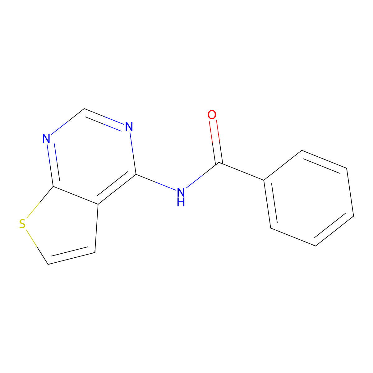 N-{Thieno[2,3-D]pyrimidin-4-YL}benzamide molecular structure, CAS 1003159-51-0