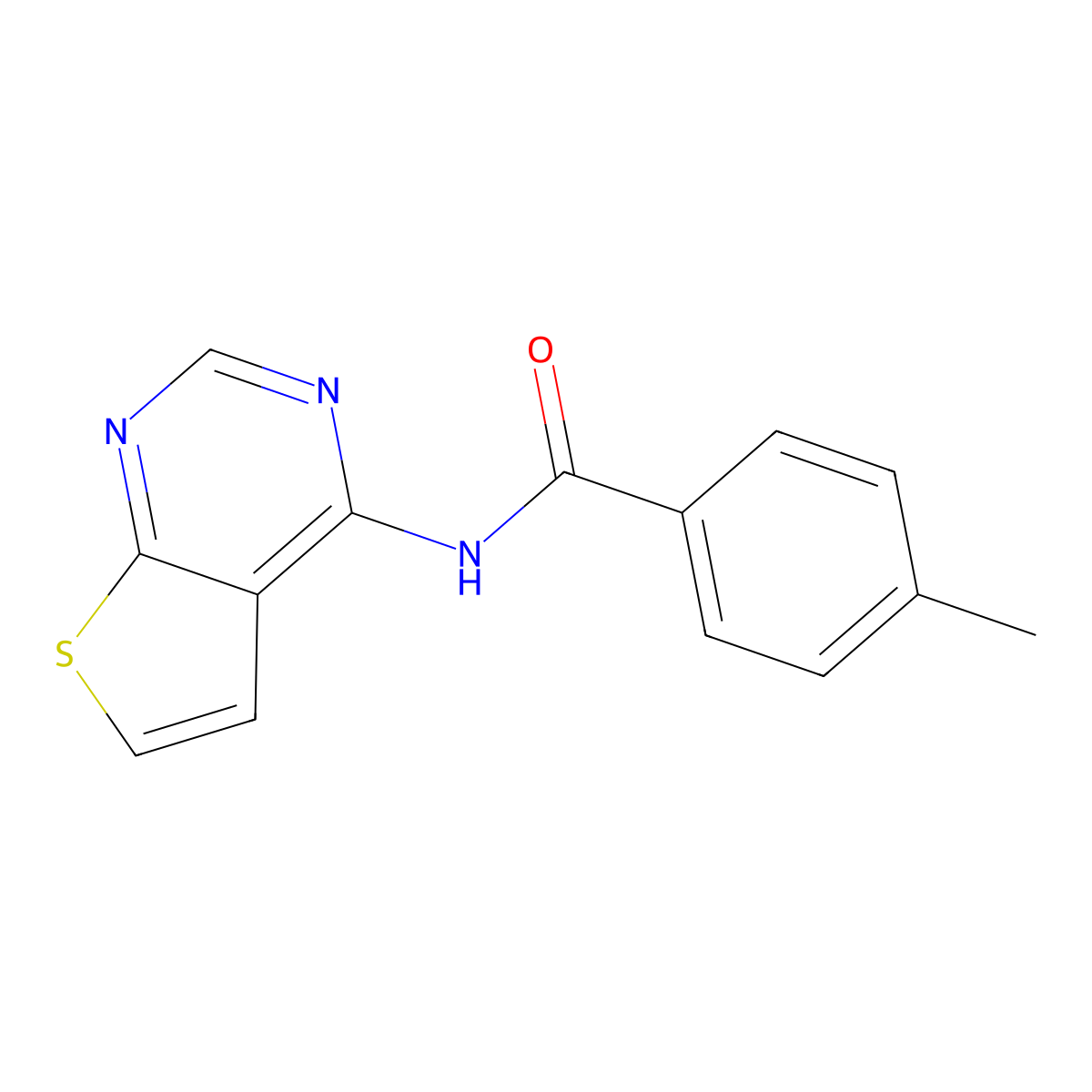 4-Methyl-N-{thieno[2,3-D]pyrimidin-4-YL}benzamide molecular structure, CAS 1003159-52-1