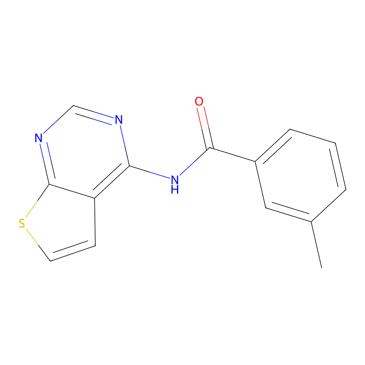 3-Methyl-N-{thieno[2,3-D]pyrimidin-4-YL}benzamide molecular structure, CAS 1003159-54-3