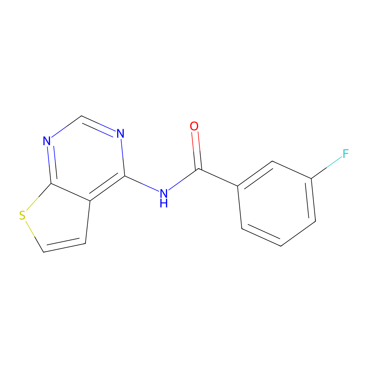 3-fluoro-N-(thieno[2,3-d]pyrimidin-4-yl)benzamide molecular structure, CAS 1003159-85-0