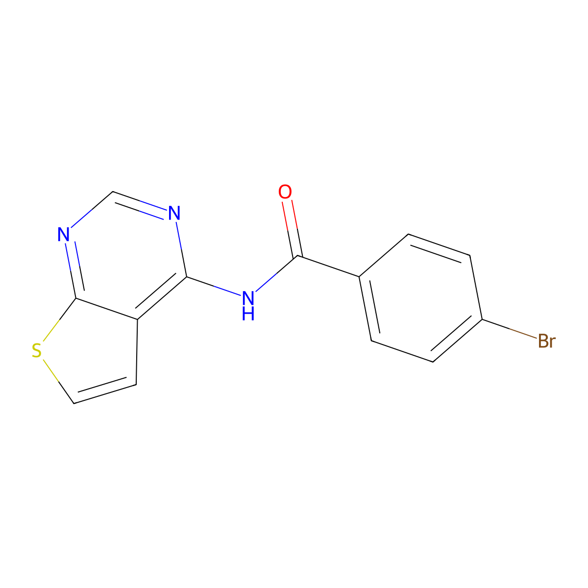 4-bromo-N-(thieno[2,3-d]pyrimidin-4-yl)benzamide molecular structure, CAS 1003159-87-2
