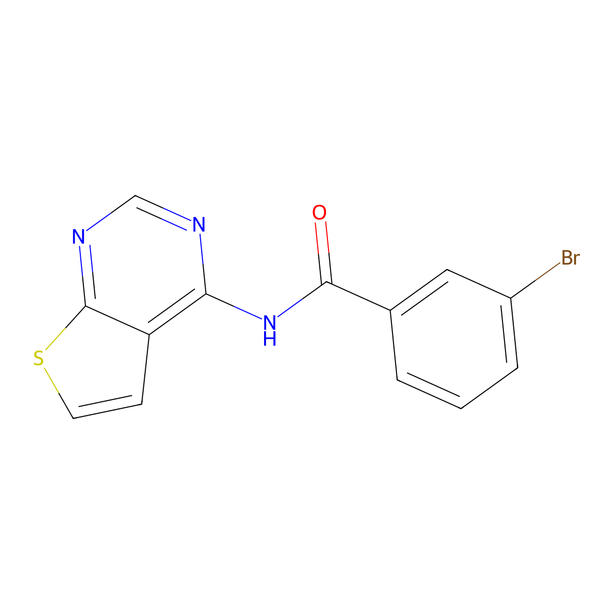 3-Bromo-N-{thieno[2,3-D]pyrimidin-4-YL}benzamide molecular structure, CAS 1003159-88-3