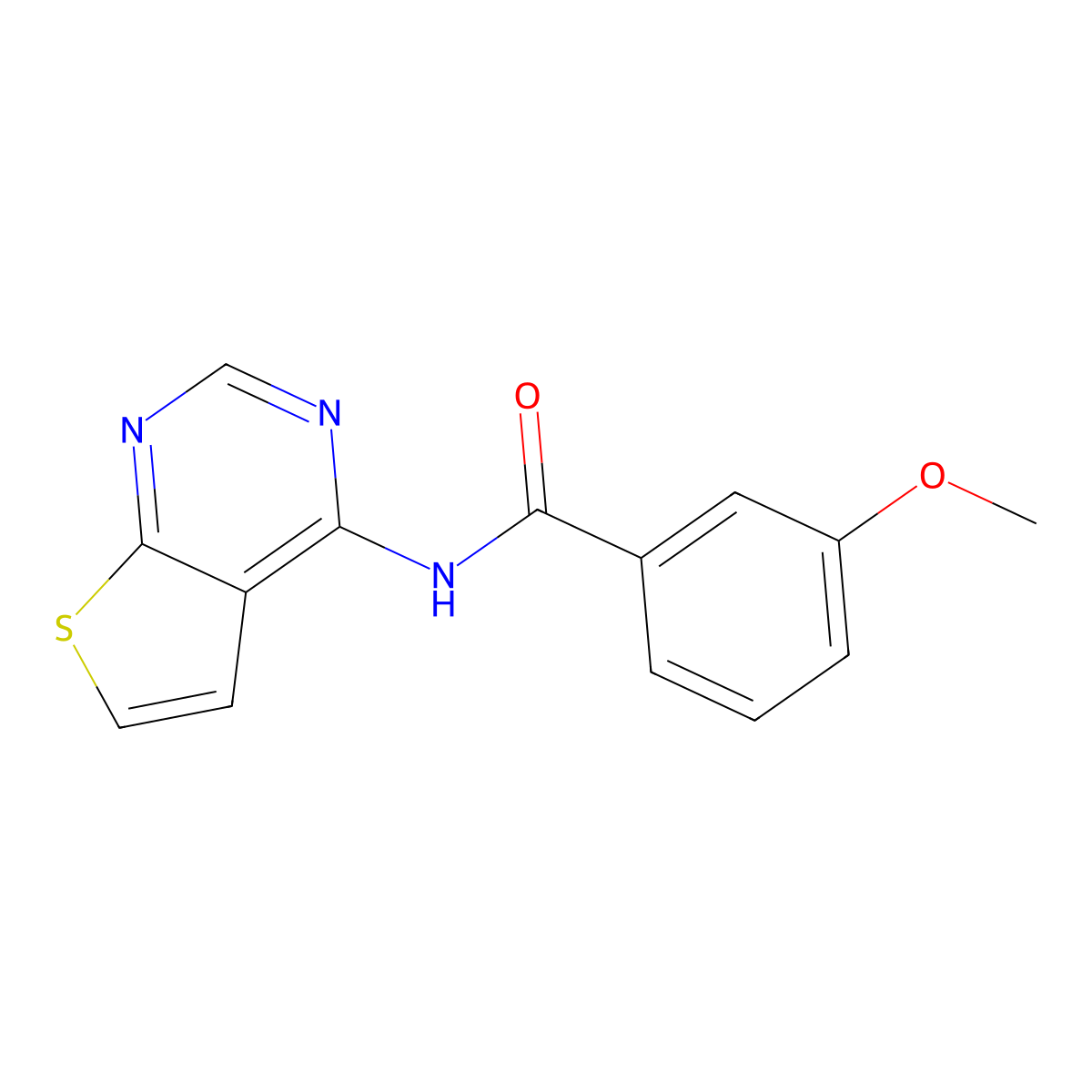 3-methoxy-N-(thieno[2,3-d]pyrimidin-4-yl)benzamide molecular structure, CAS 1003159-94-1