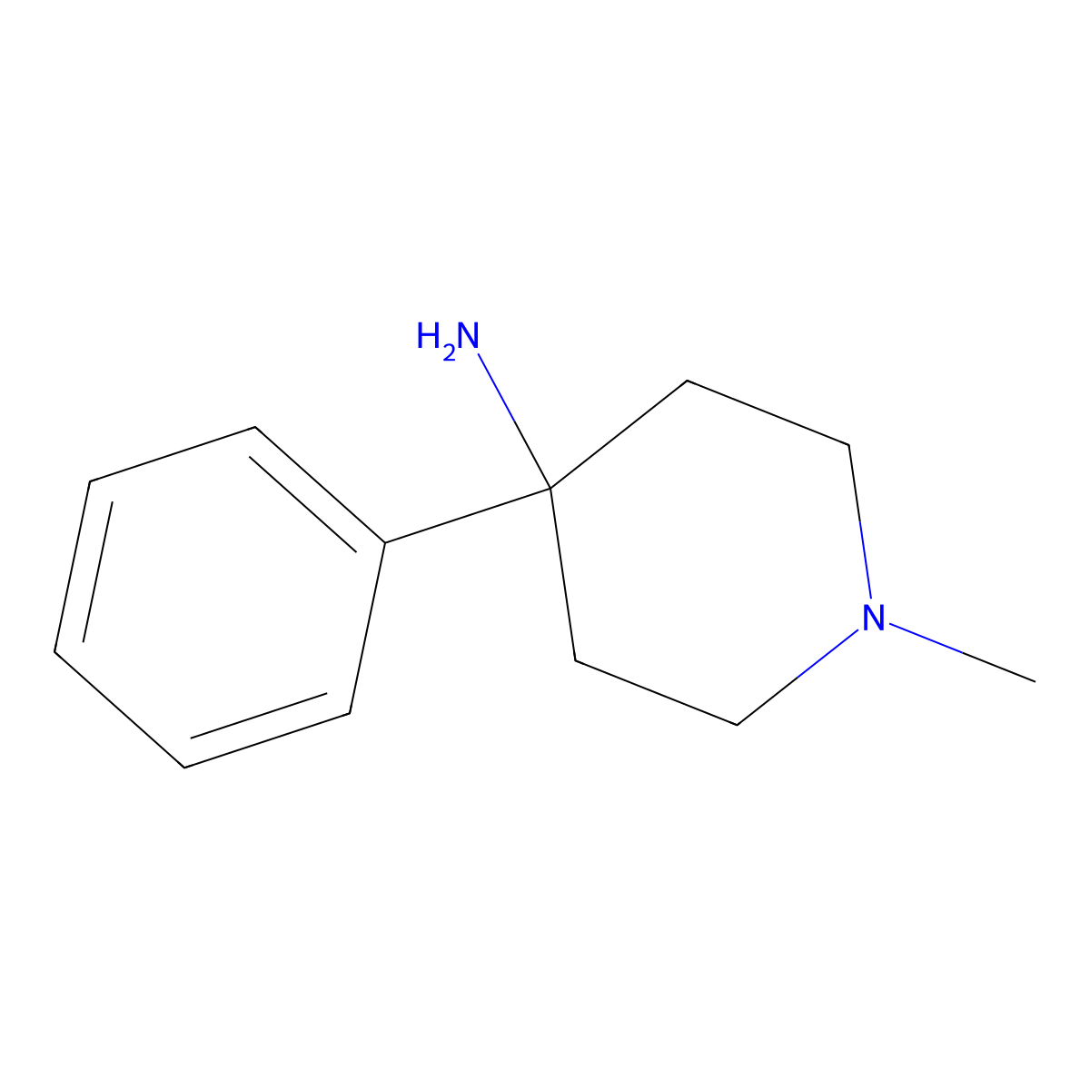 1-Methyl-4-phenylpiperidin-4-amine molecular structure, CAS 100316-65-2