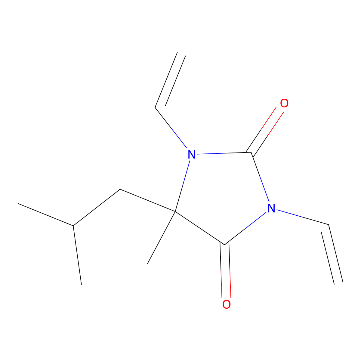 1,3-Divinyl-5-isobutyl-5-methylhydantoin molecular structure, CAS 100317-08-6