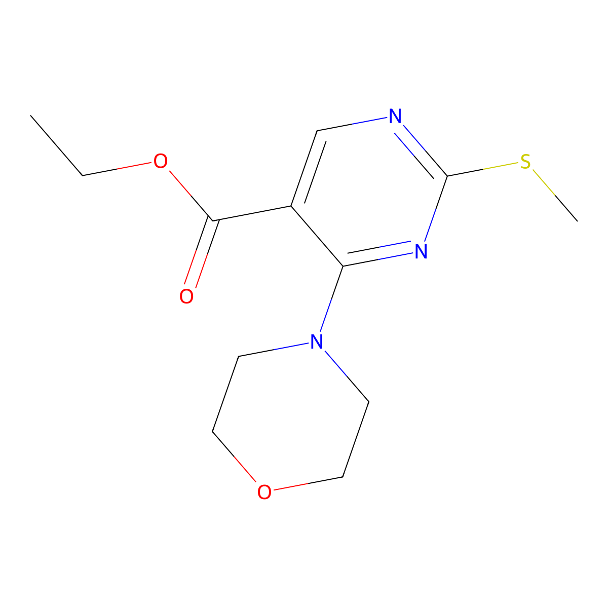 Ethyl 2-(methylsulfanyl)-4-morpholino-5-pyrimidinecarboxylate molecular structure, CAS 100318-76-1
