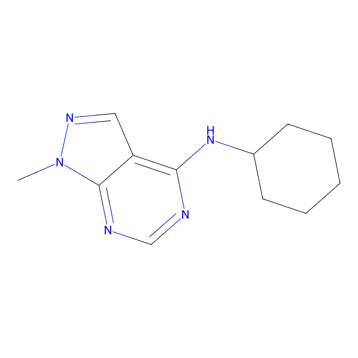 cyclohexyl-(1-methyl-1H-pyrazolo[3,4-d]pyrimidin-4-yl)-amine molecular structure, CAS 100319-01-5