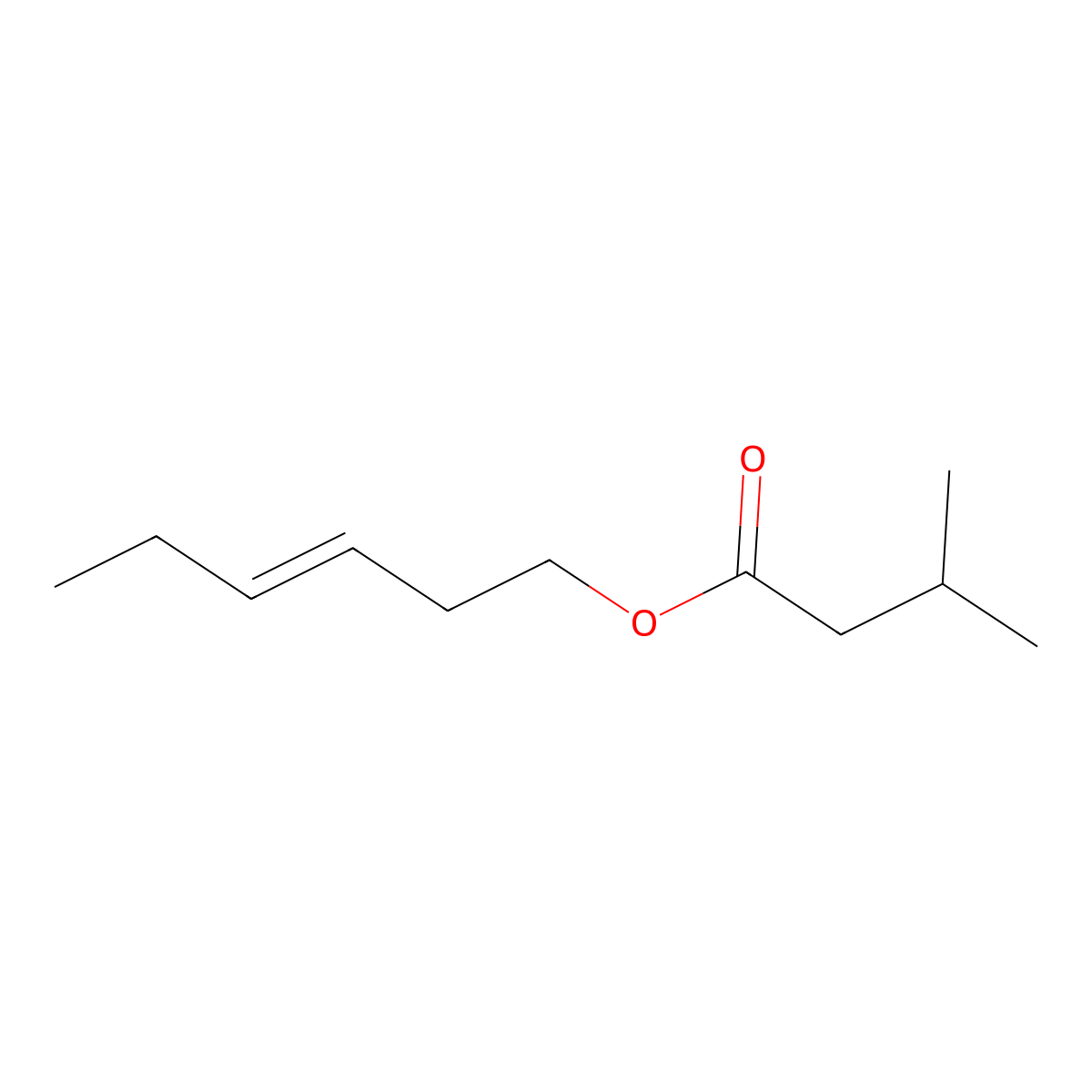 Butanoic acid, 3-methyl-, 3-hexenyl ester molecular structure, CAS 10032-11-8