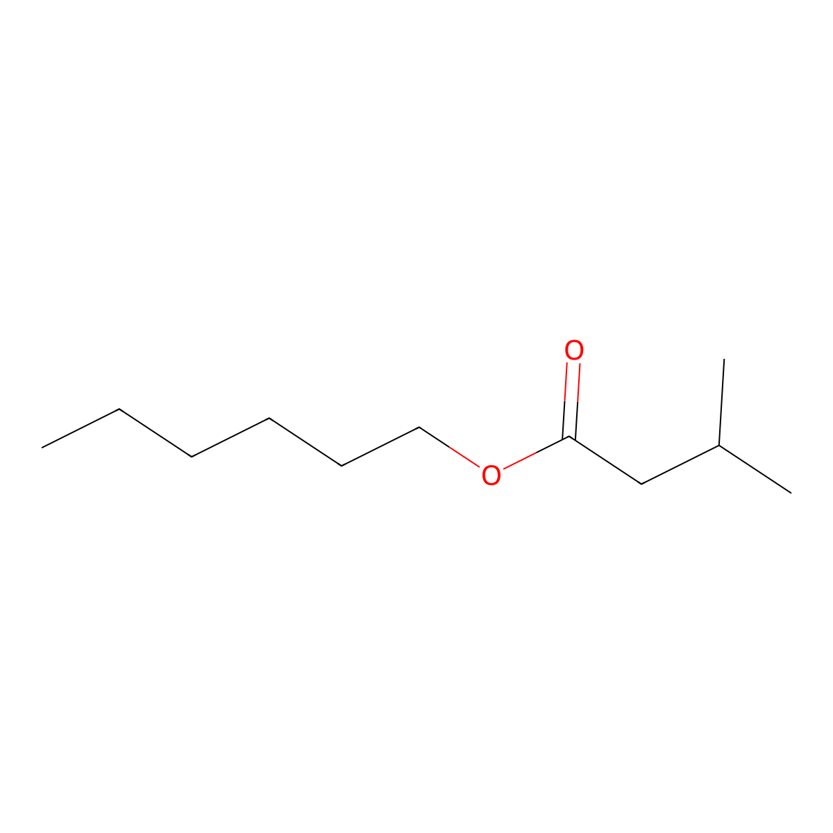 Hexyl isovalerate molecular structure, CAS 10032-13-0