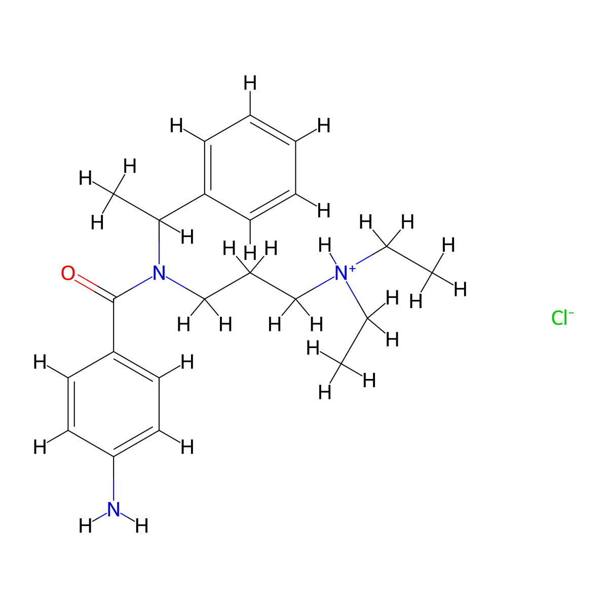 Benzamide, p-amino-N-(3-(diethylamino)propyl)-N-(alpha-methylbenzyl)-, hydrochloride molecular structure, CAS 100321-54-8