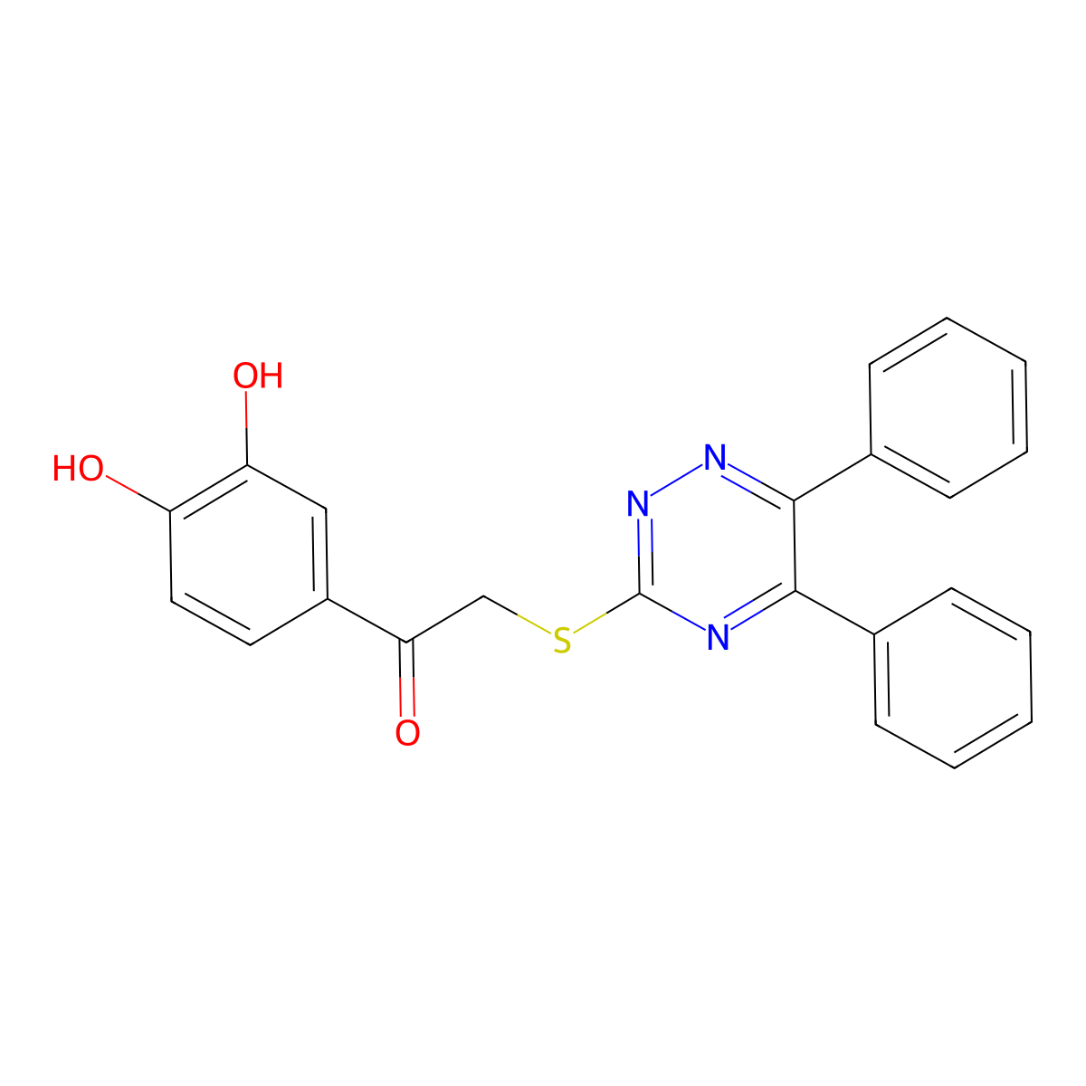 1-(3,4-Dihydroxyphenyl)-2-[(5,6-diphenyl-1,2,4-triazin-3-yl)sulfanyl]ethanone molecular structure, CAS 1003218-77-6