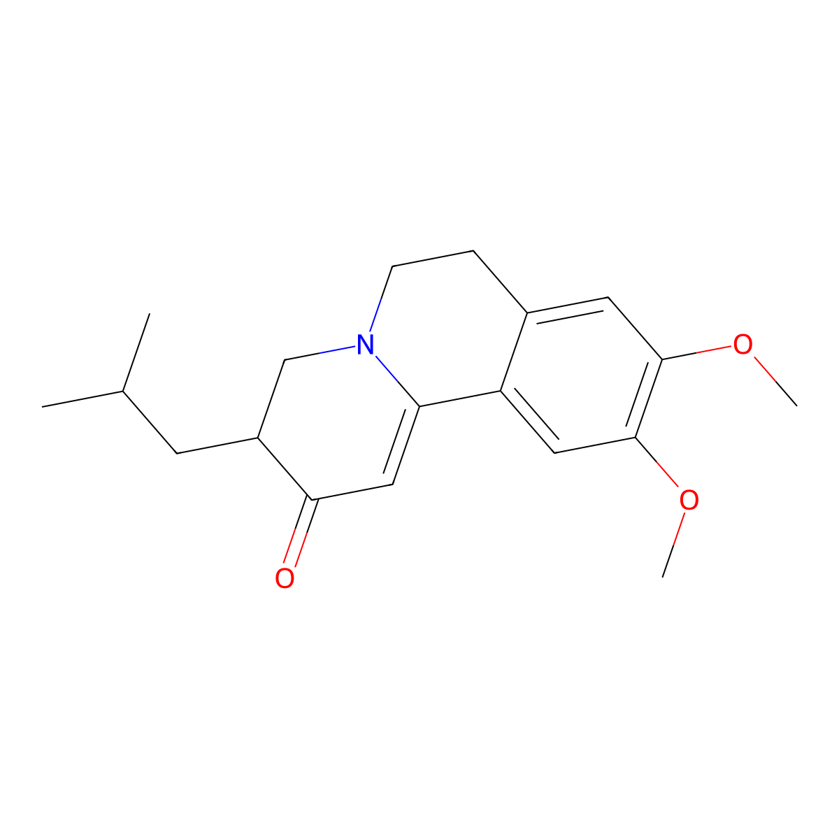 3-Isobutyl-9,10-dimethoxy-3,4,6,7-tetrahydro-2H-pyrido[2,1-a]isoquinolin-2-one molecular structure, CAS 100322-43-8