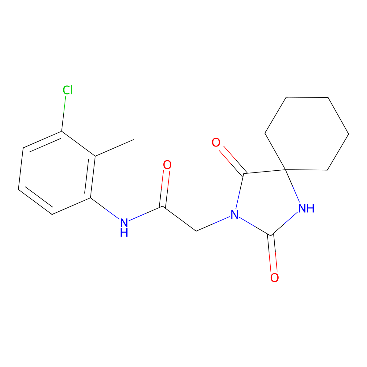 N-(3-chloro-2-methylphenyl)-2-(2,4-dioxo-1,3-diazaspiro[4.5]dec-3-yl)acetamide molecular structure, CAS 1003231-32-0