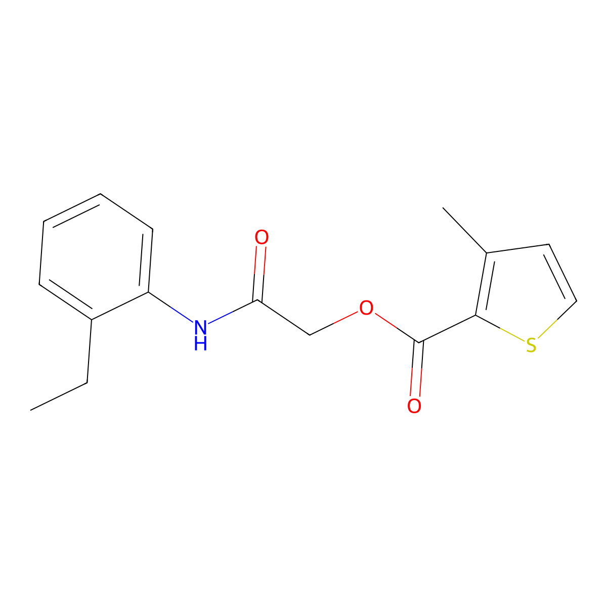 [2-(2-Ethylanilino)-2-oxoethyl] 3-methylthiophene-2-carboxylate molecular structure, CAS 1003285-77-5