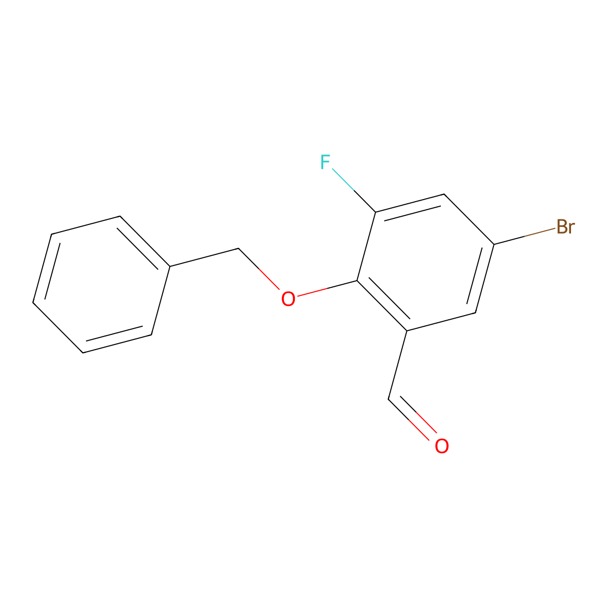 Benzaldehyde, 5-bromo-3-fluoro-2-(phenylmethoxy)- molecular structure, CAS 1003298-75-6