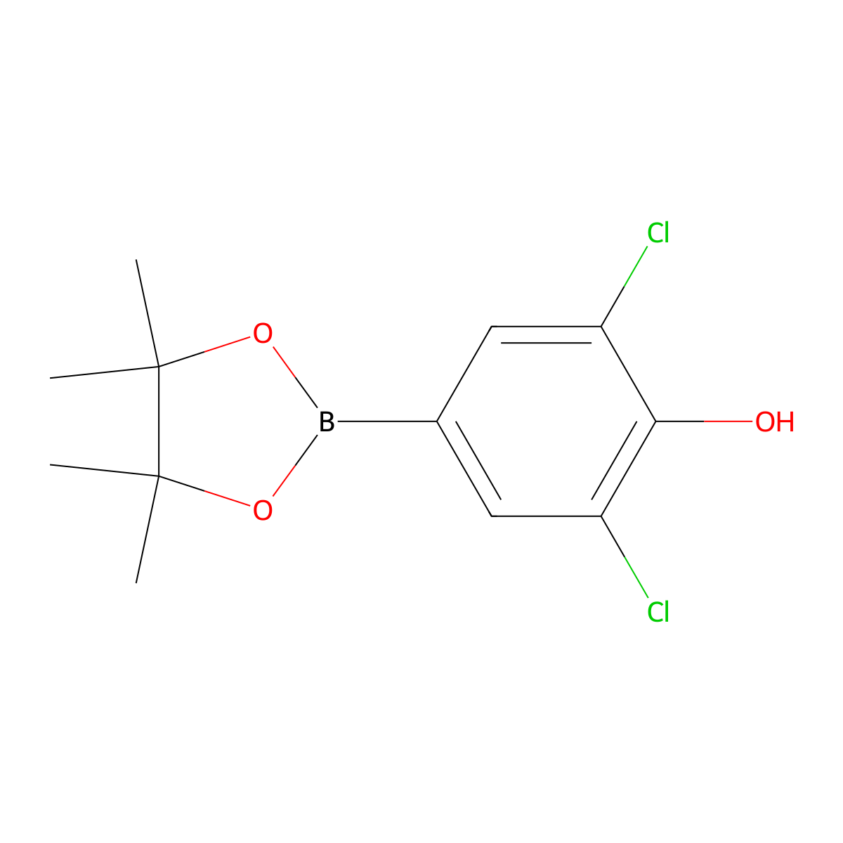 2,6-Dichloro-4-(4,4,5,5-tetramethyl-1,3,2-dioxaborolan-2-yl)phenol molecular structure, CAS 1003298-87-0