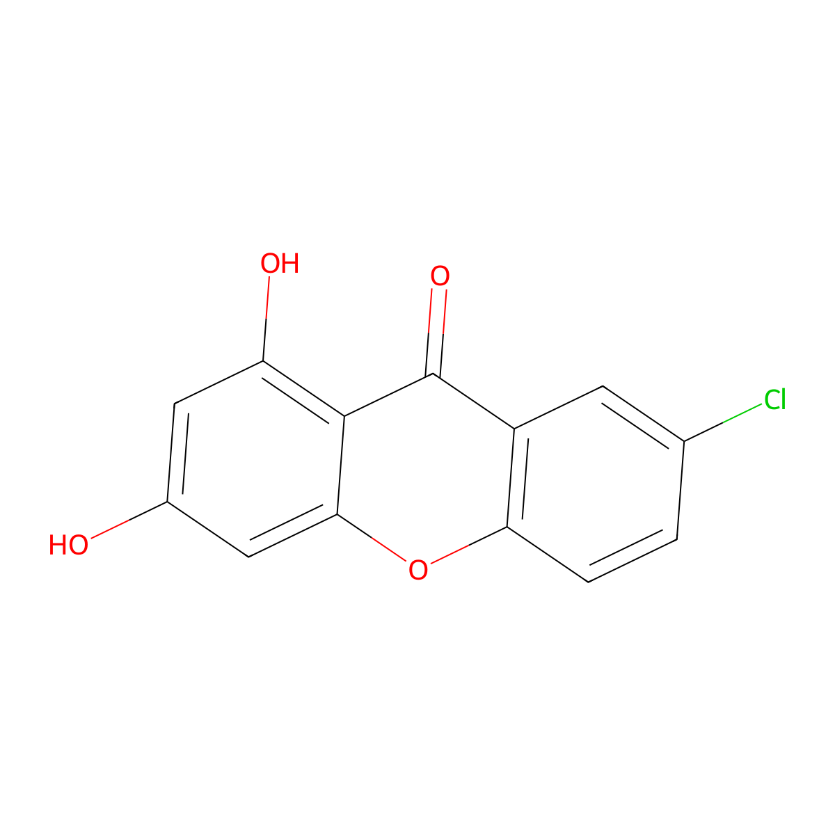 7-chloro-1,3-dihydroxy-9H-xanthen-9-one molecular structure, CAS 100334-95-0