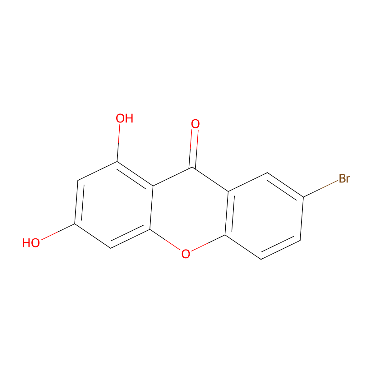 7-bromo-1,3-dihydroxy-9H-xanthen-9-one molecular structure, CAS 100334-97-2