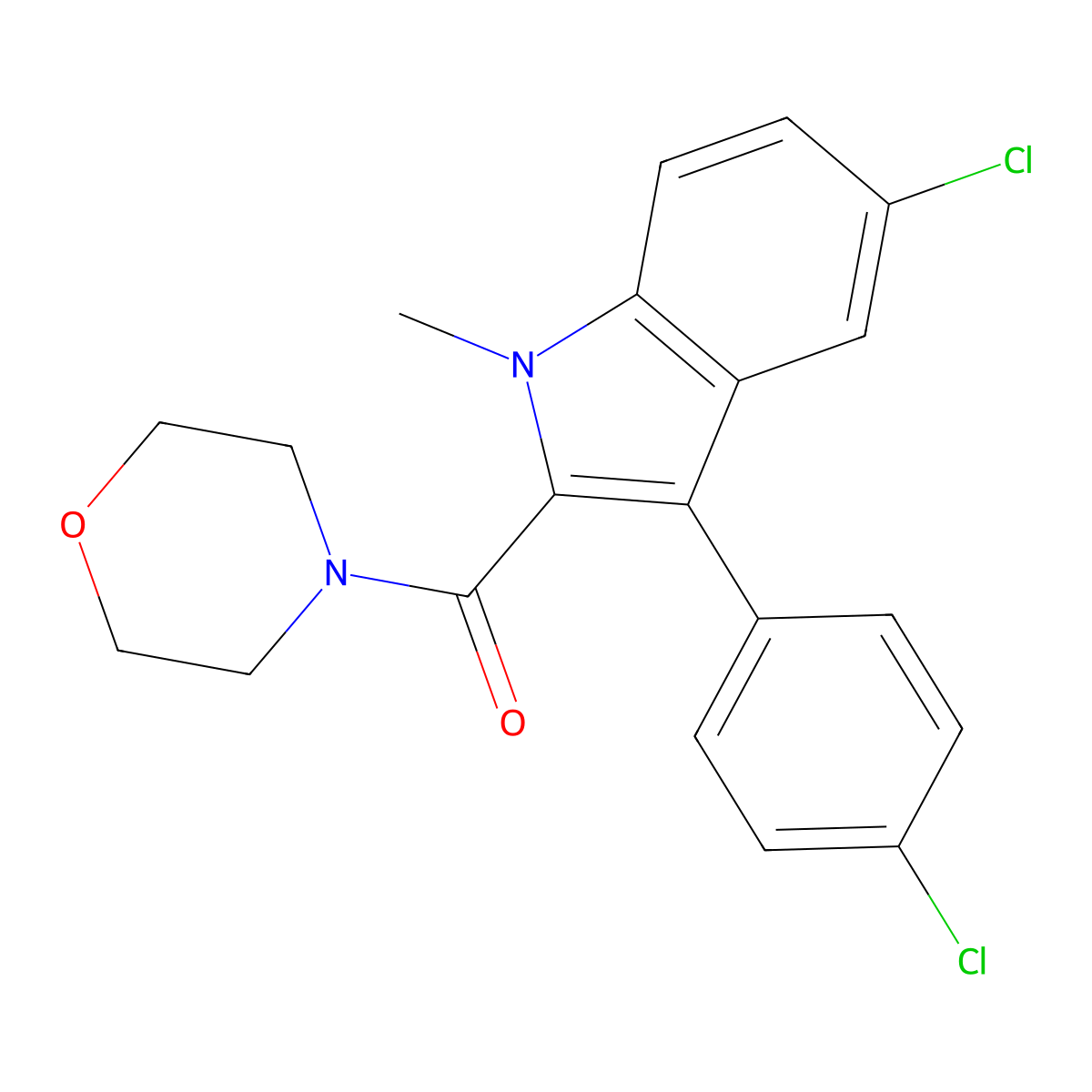 [5-chloro-3-(4-chlorophenyl)-1-methyl-1H-indol-2-yl](morpholin-4-yl)methanone molecular structure, CAS 1003395-04-7