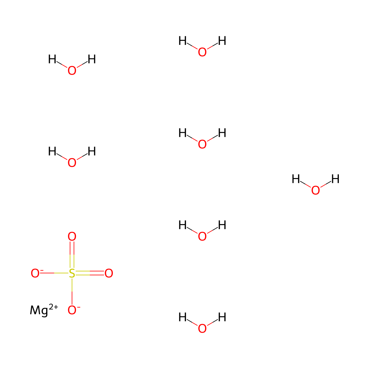 Magnesium Sulfate Heptahydrate molecular structure, CAS 10034-99-8