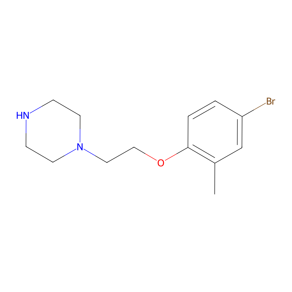 1-[2-(4-Bromo-2-methylphenoxy)ethyl]piperazine molecular structure, CAS 1003403-17-5