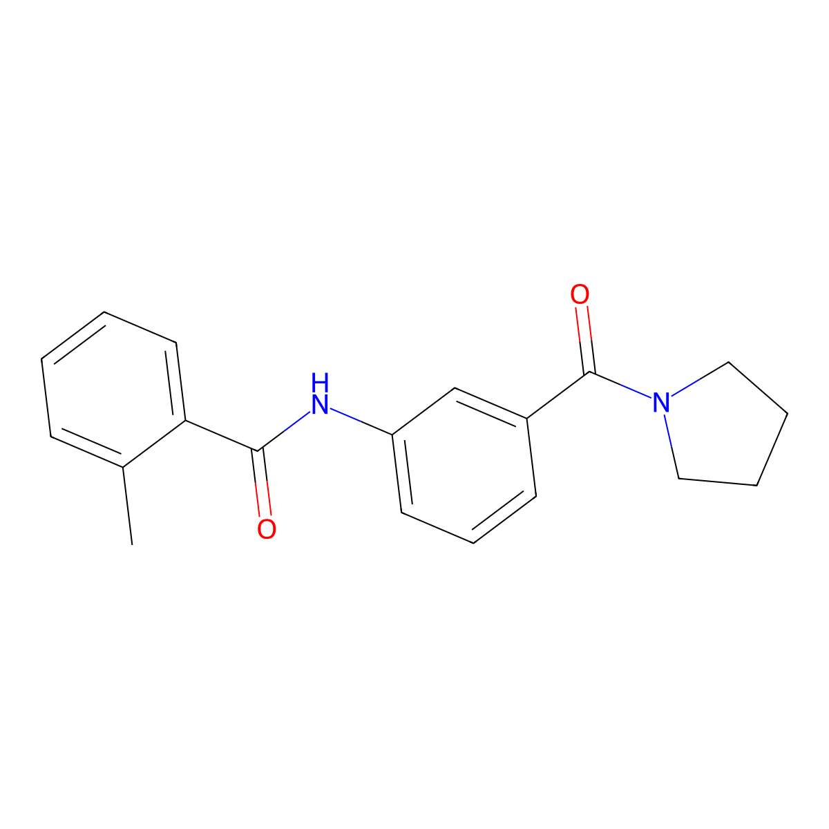 2-methyl-N-[3-(1-pyrrolidinylcarbonyl)phenyl]benzamide molecular structure, CAS 1003427-98-2