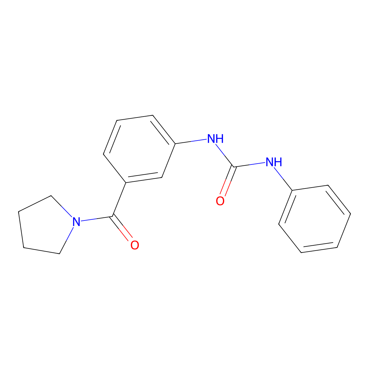N-phenyl-N'-[3-(1-pyrrolidinylcarbonyl)phenyl]urea molecular structure, CAS 1003428-99-6