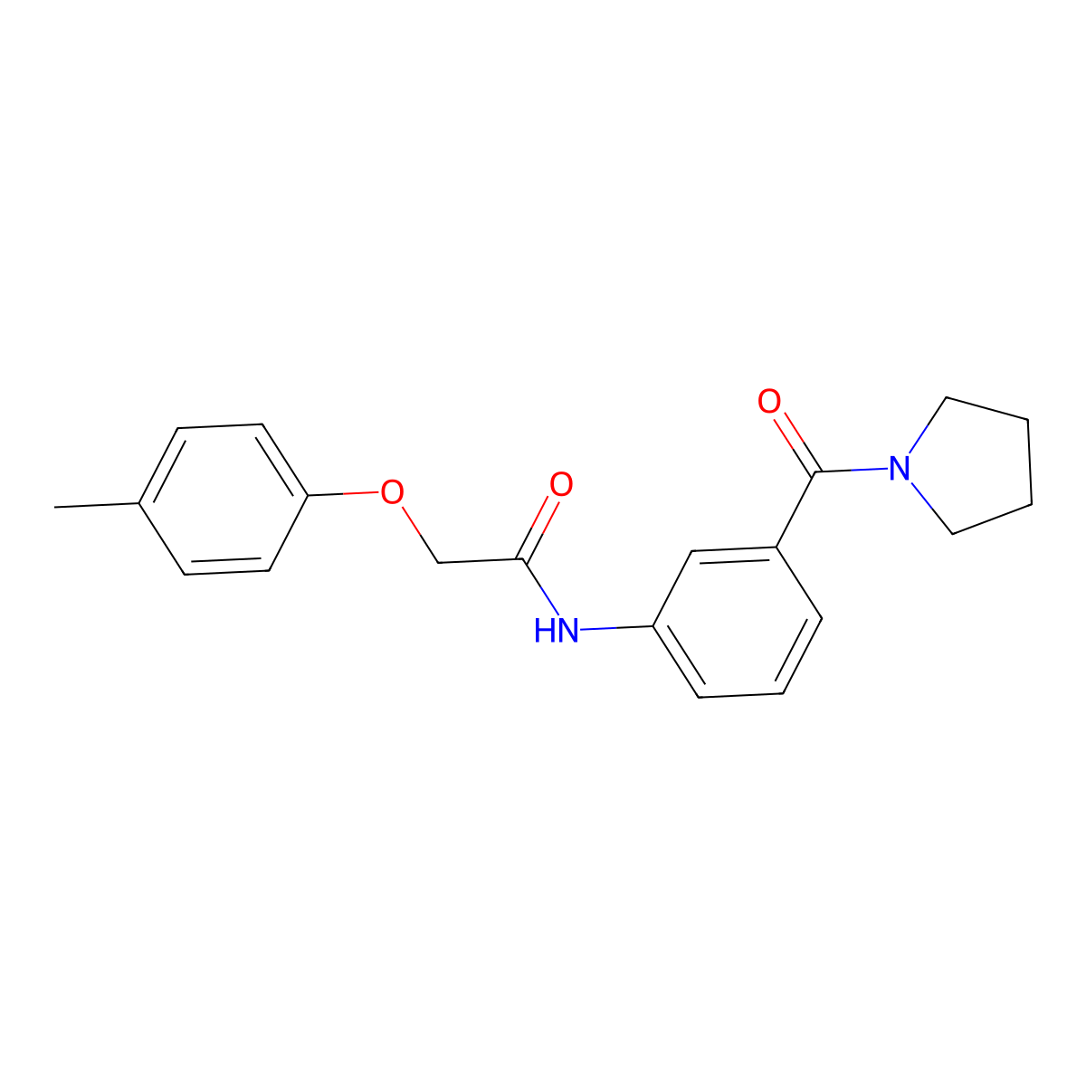 2-(4-methylphenoxy)-N-[3-(1-pyrrolidinylcarbonyl)phenyl]acetamide molecular structure, CAS 1003429-07-9