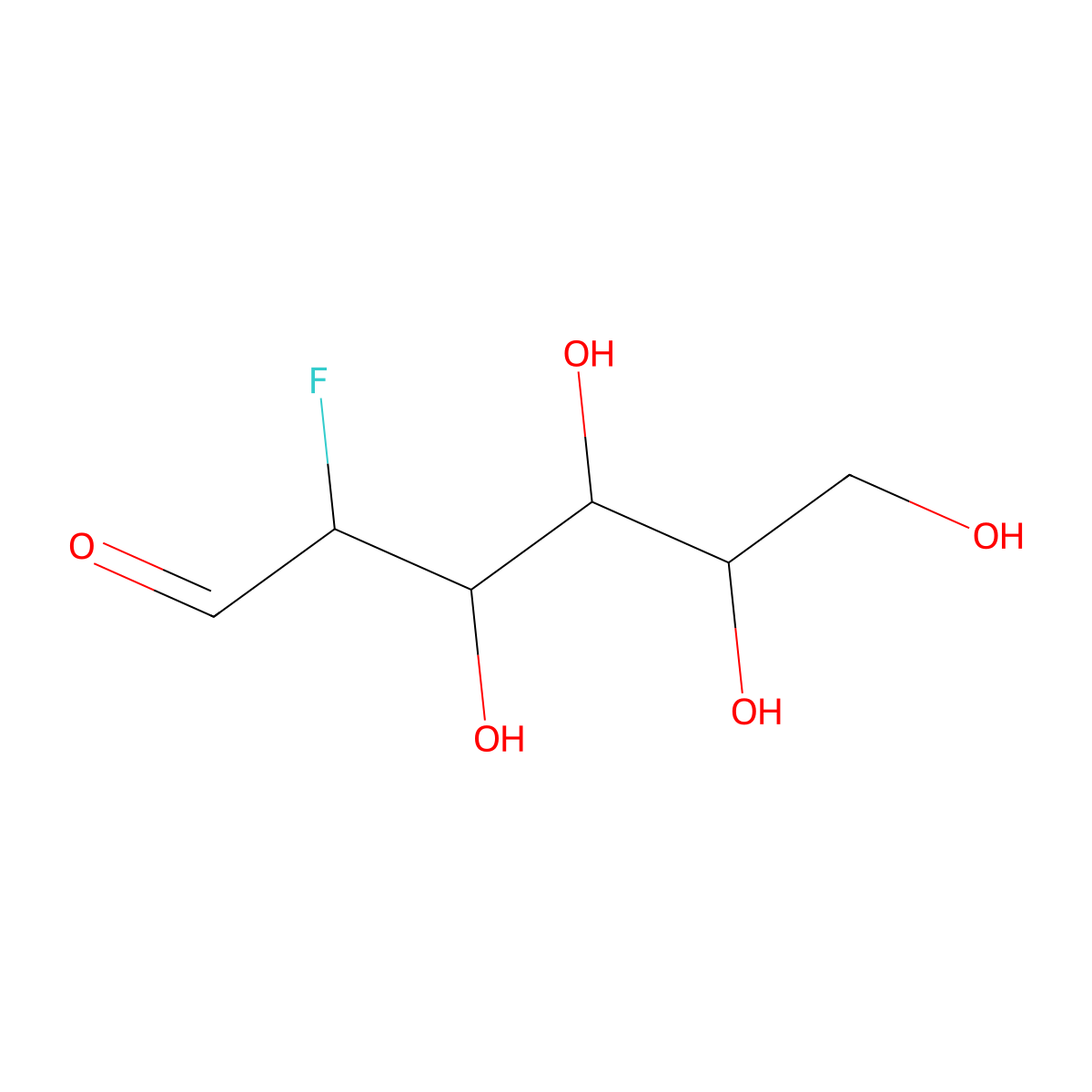2-Fluoro-3,4,5,6-tetrahydroxyhexanal molecular structure, CAS 100343-74-6
