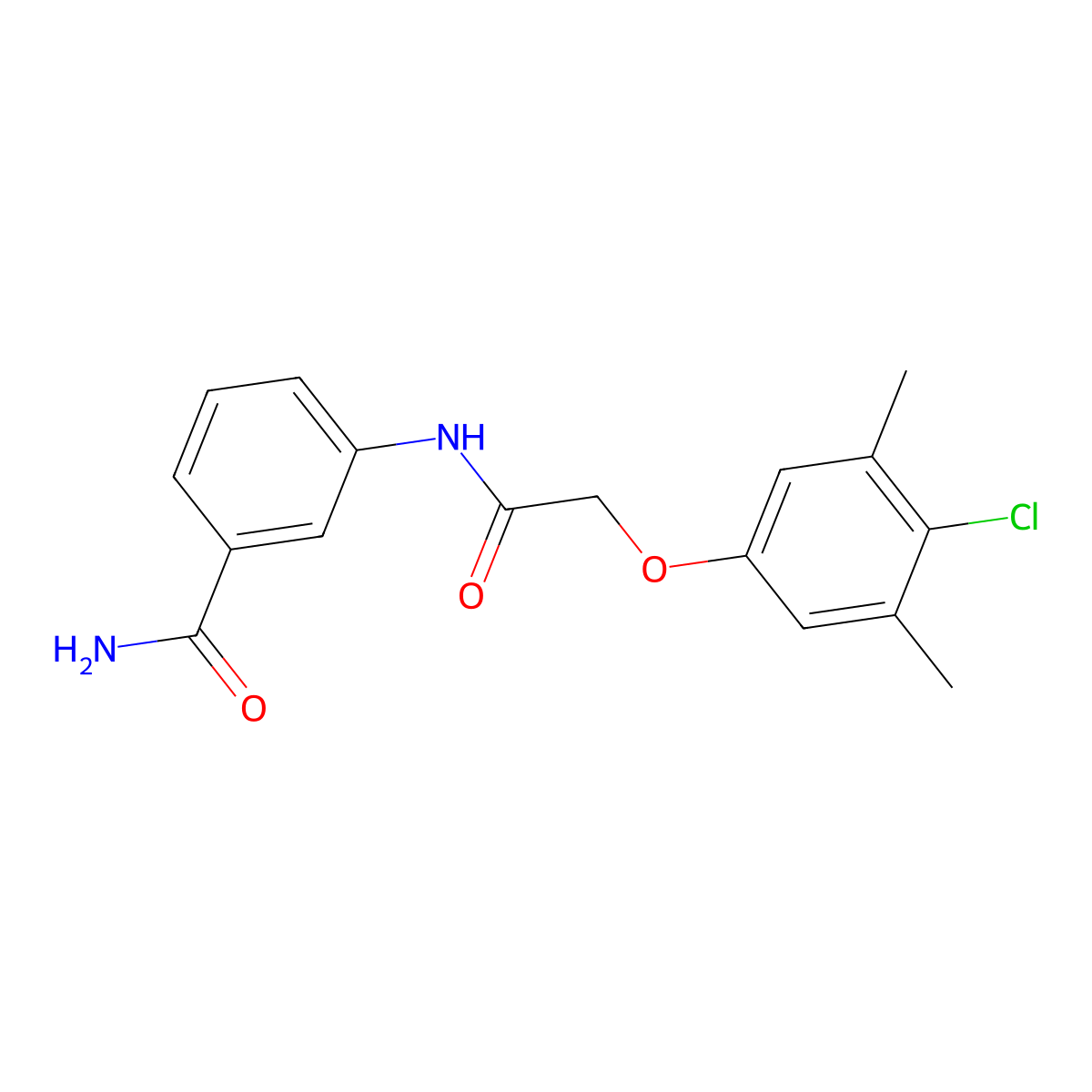3-{[(4-Chloro-3,5-dimethylphenoxy)acetyl]amino}benzamide molecular structure, CAS 1003439-45-9