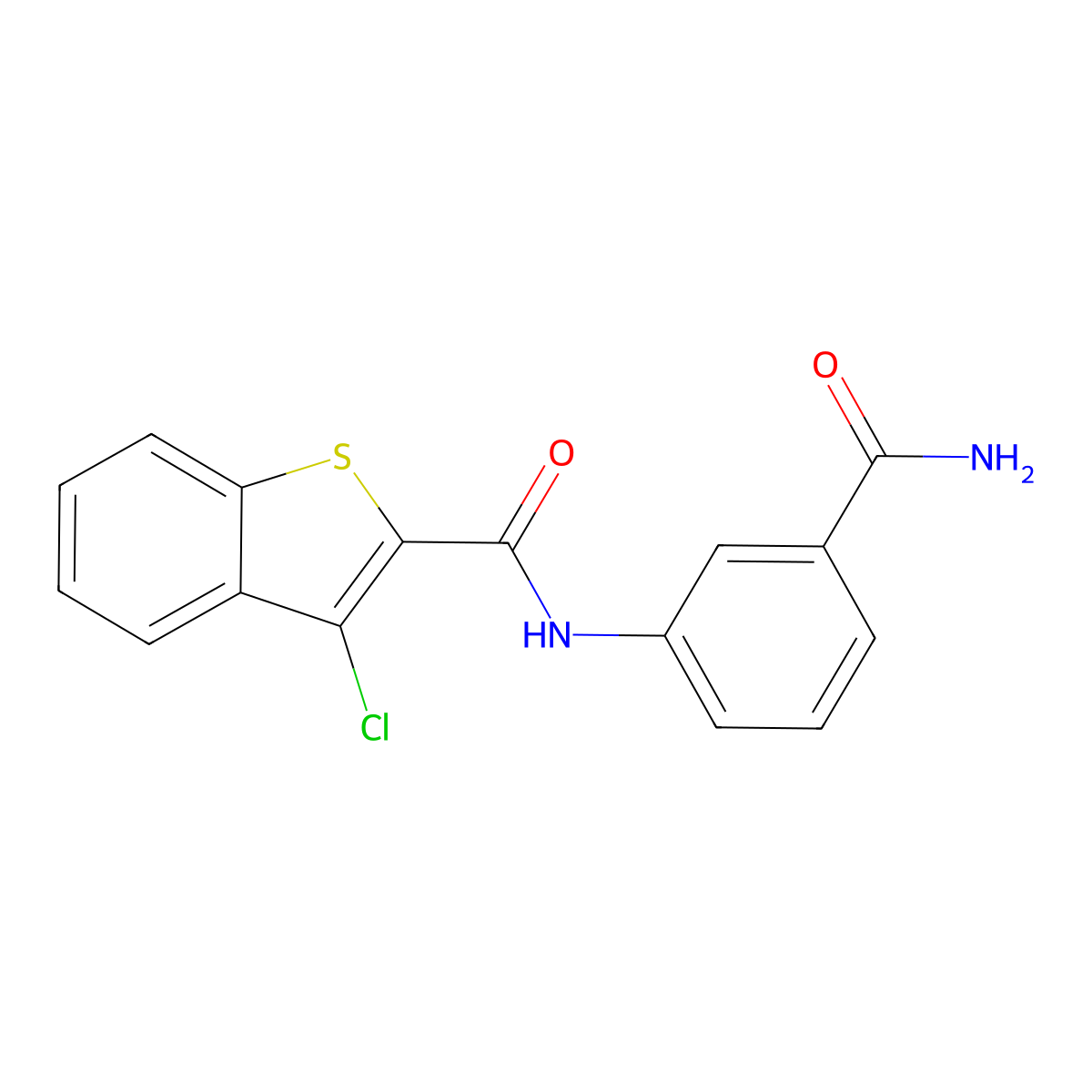 N-[3-(aminocarbonyl)phenyl]-3-chloro-1-benzothiophene-2-carboxamide molecular structure, CAS 1003439-70-0
