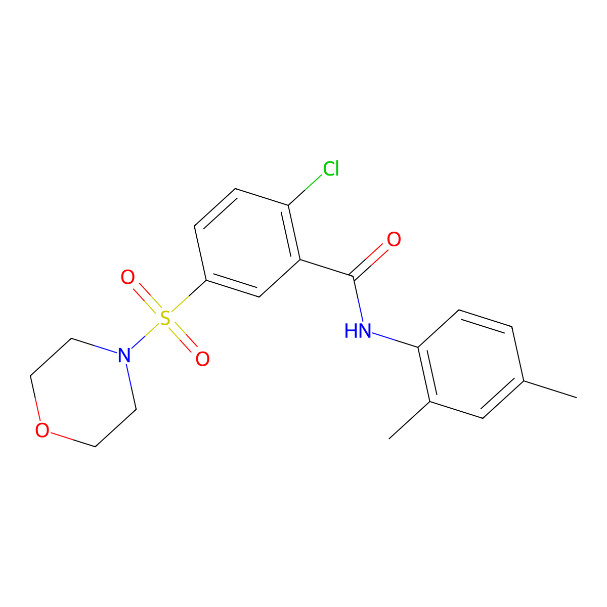 2-Chloro-N-(2,4-dimethylphenyl)-5-(morpholine-4-sulfonyl)benzamide molecular structure, CAS 1003450-08-5