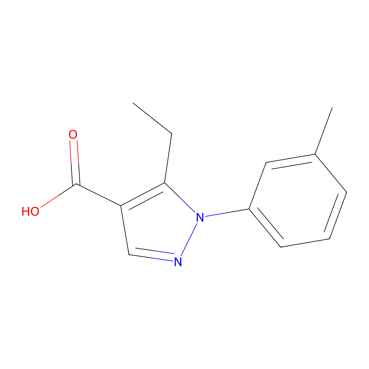 5-ethyl-1-(3-methylphenyl)-1H-pyrazole-4-carboxylic acid molecular structure, CAS 1003454-48-5