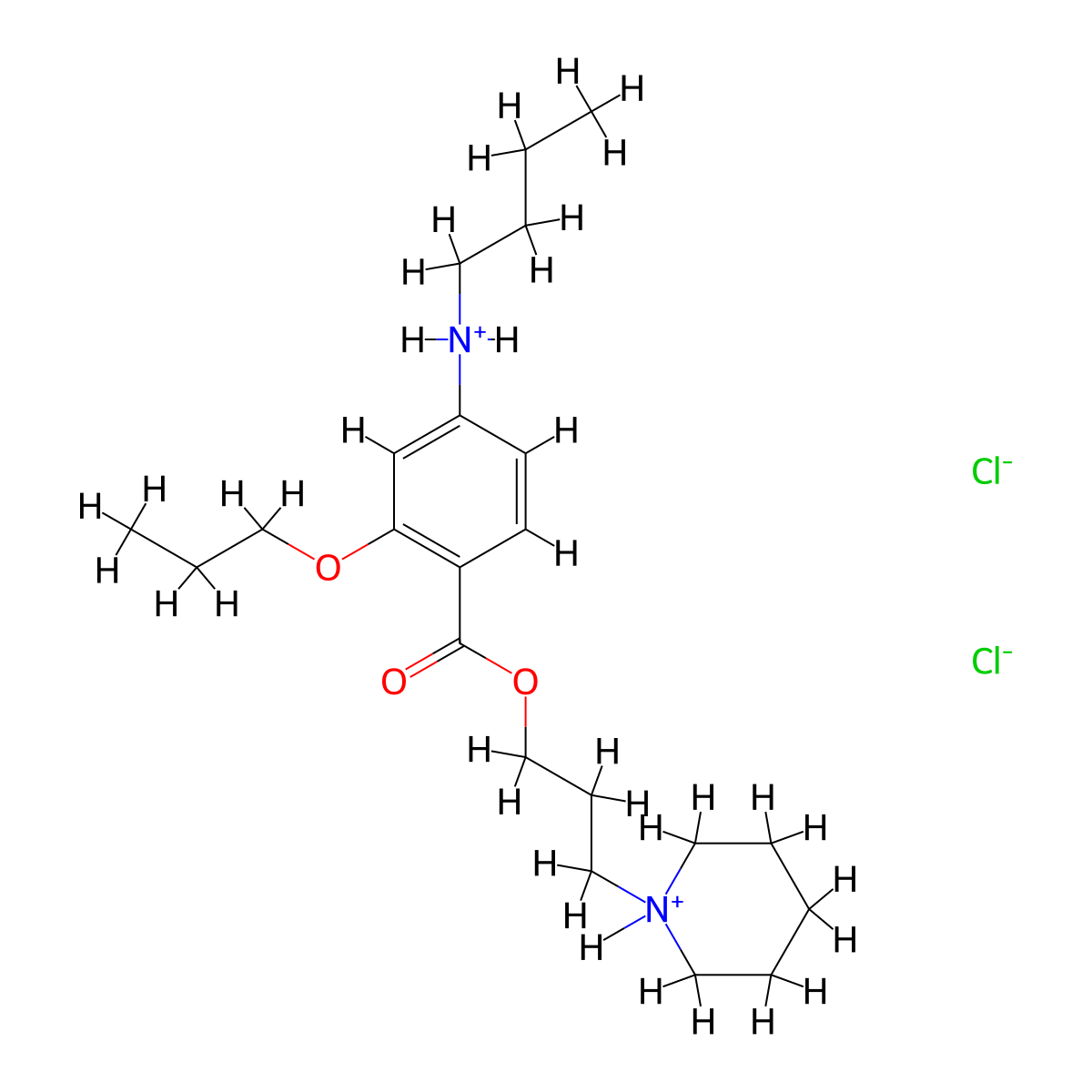 3-(Piperidin-1-yl)propyl 4-(butylamino)-2-propoxybenzoate--hydrogen chloride (1/2) molecular structure, CAS 100347-55-5