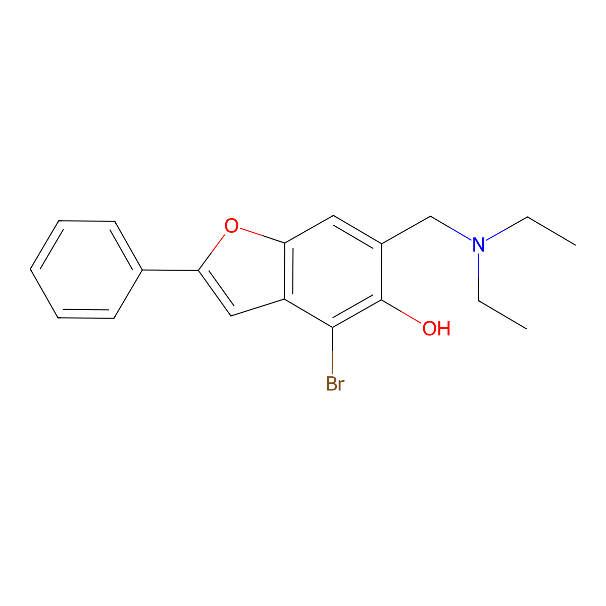 5-Benzofuranol, 4-bromo-6-(diethylaminomethyl)-2-phenyl- molecular structure, CAS 100347-63-5