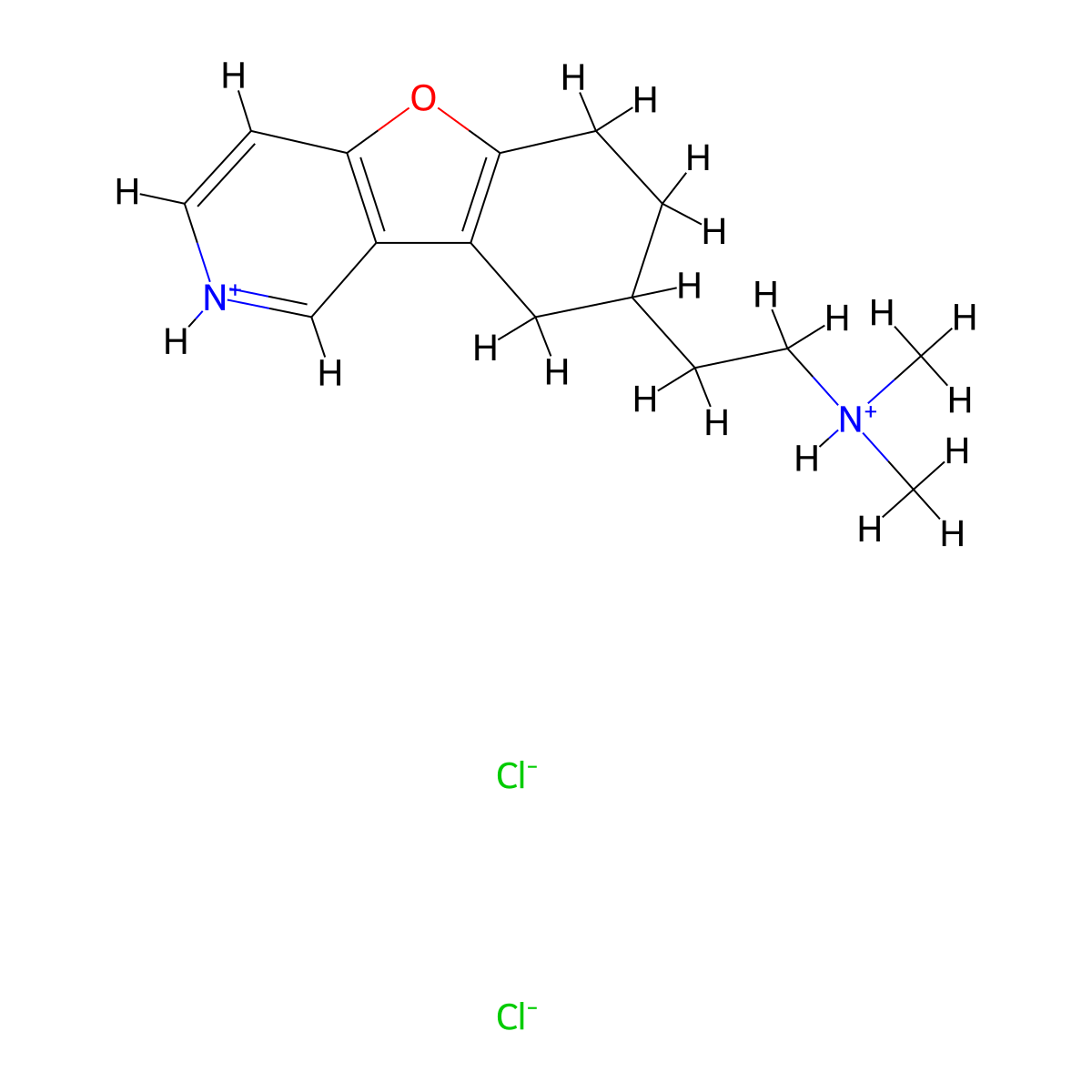 Benzofuro(3,2-c)pyridine, 1,2,3,4-tetrahydro-2-(2-(dimethylamino)ethyl)-, dihydrochloride molecular structure, CAS 100347-66-8