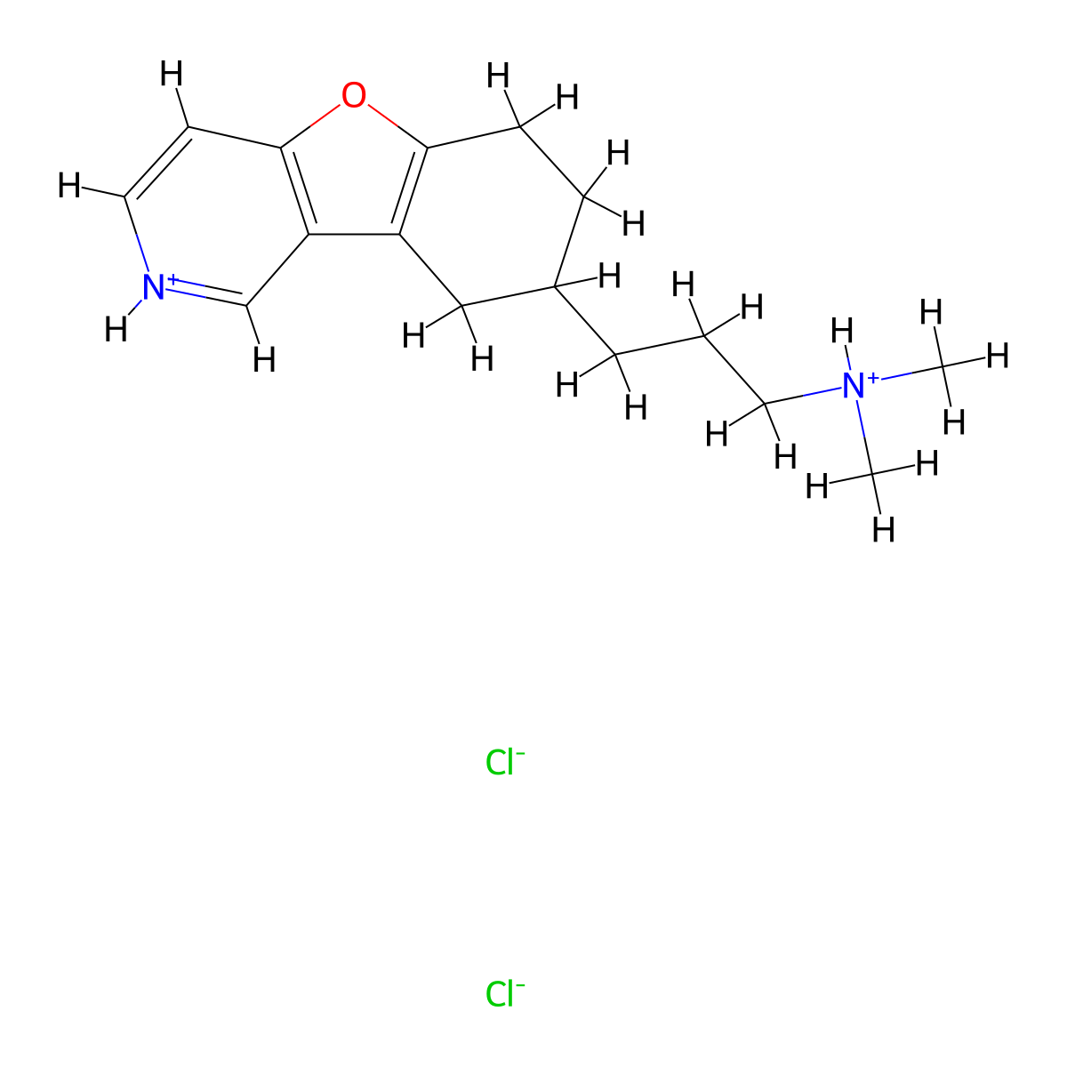 Benzofuro(3,2-c)pyridine, 1,2,3,4-tetrahydro-2-(3-(dimethylamino)propyl)-, dihydrochloride molecular structure, CAS 100347-67-9