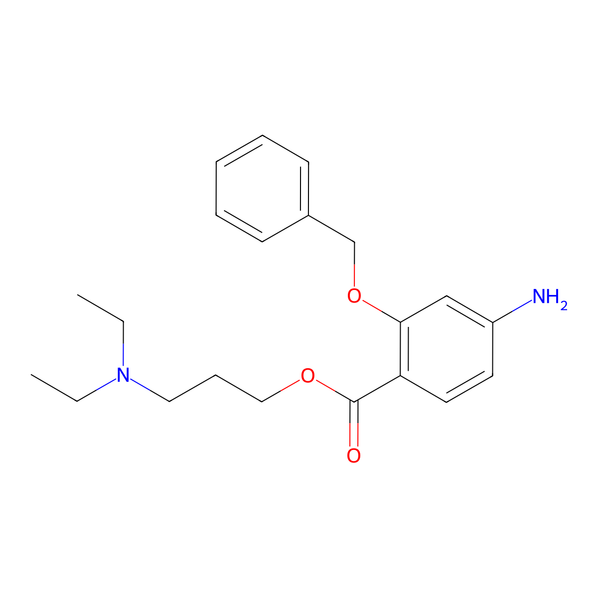 Benzoic acid, 4-amino-2-(benzyloxy)-, 3-(diethylamino)propyl ester molecular structure, CAS 100347-80-6