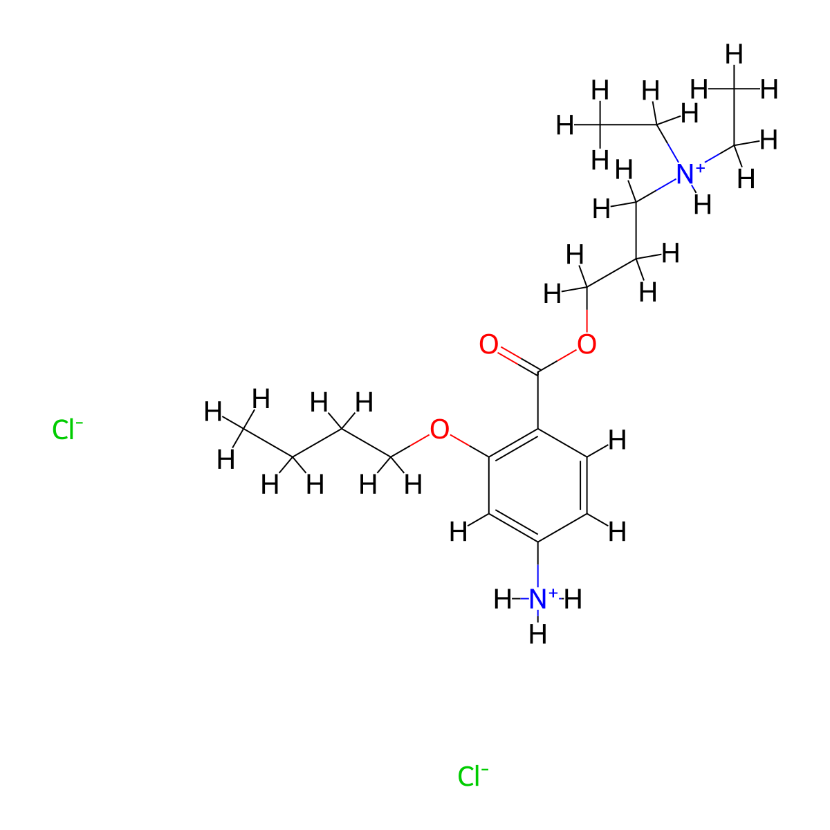 3-(Diethylamino)propyl 4-amino-2-butoxybenzoate--hydrogen chloride (1/2) molecular structure, CAS 100347-85-1