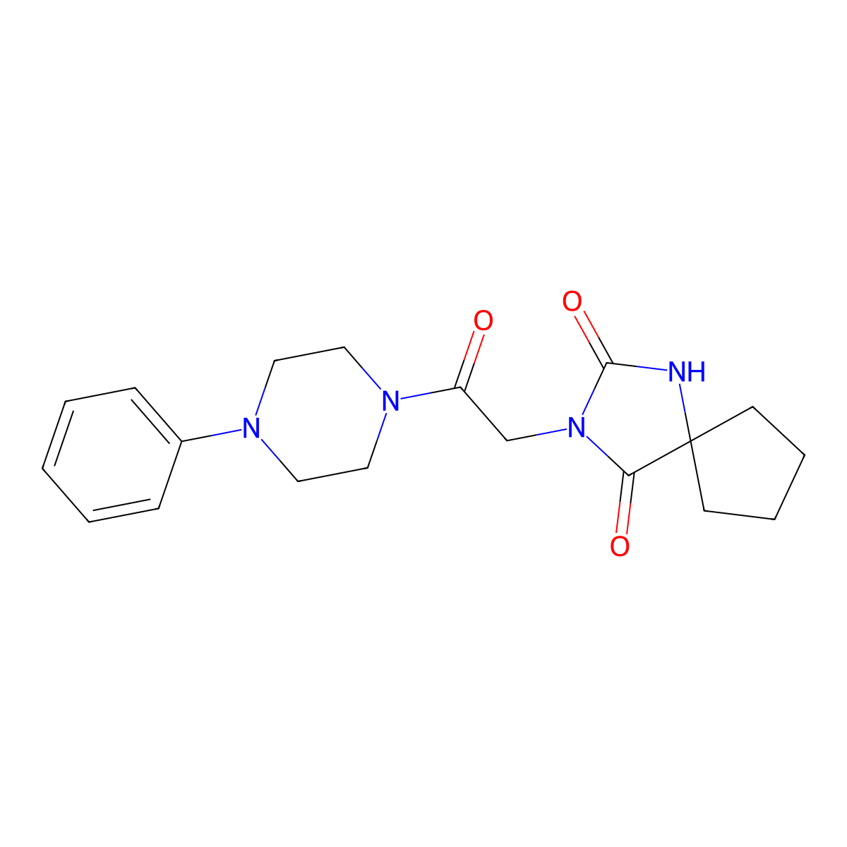 3-(2-Oxo-2-(4-phenylpiperazin-1-yl)ethyl)-1,3-diazaspiro[4.4]nonane-2,4-dione molecular structure, CAS 1003484-05-6