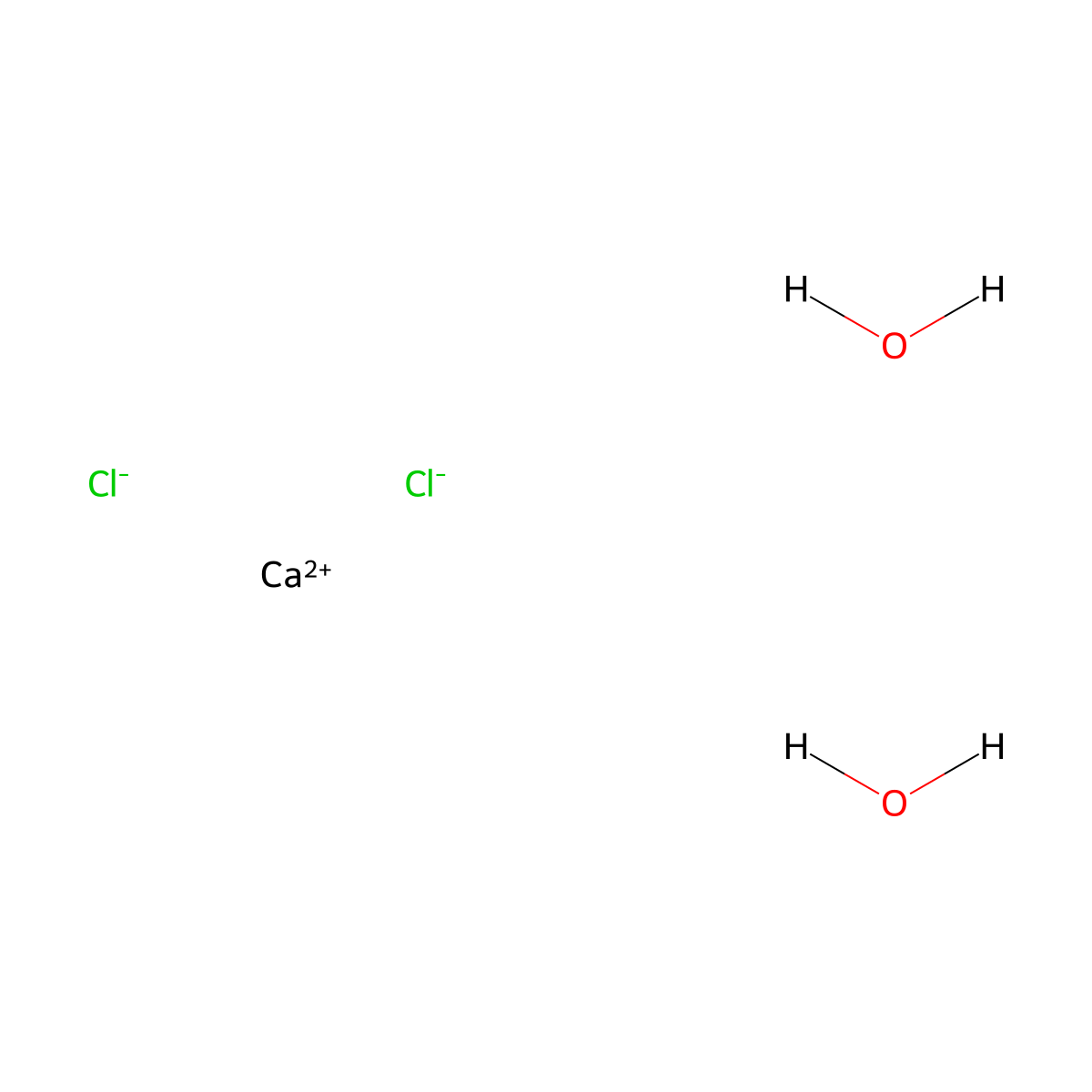 Calcium chloride, dihydrate molecular structure, CAS 10035-04-8