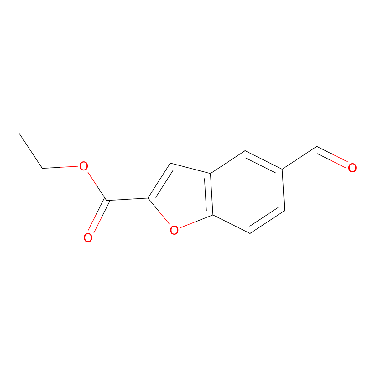 Ethyl 5-formyl-1-benzofuran-2-carboxylate molecular structure, CAS 10035-37-7